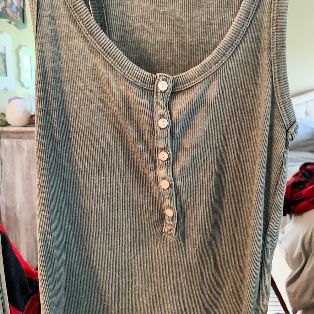 Aerie Real Soft 5 button Henley, green shade,m/m